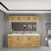 Victoria 84" Solid Wood Freestanding Bathroom Vanity in Oak, Double Sink Vanity | Better Vanity Solid Wood Floating Vanities
