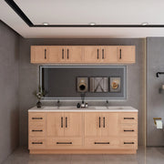 Victoria 84" Solid Wood Freestanding Bathroom Vanity in Red Oak, Double Sink Vanity | Better Vanity Solid Wood Floating Vanities