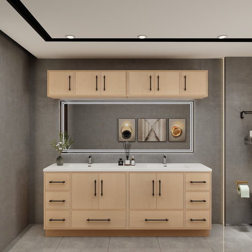 Victoria 84" Solid Wood Freestanding Bathroom Vanity in Yellow Oak, Double Sink Vanity | Better Vanity Solid Wood Floating Vanities