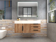 Bethany 48" Floating Bathroom Vanity with Reinforced Acrylic Sink in White Oak with Black Handles | Better Vanity Bath Vanities