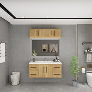 Victoria 48" Solid Wood Floating Bathroom Vanity in Oak | Better Vanity Solid Wood Floating Vanities