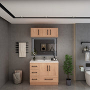 Victoria 42" Solid Wood Freestanding Bathroom Vanity in Red Oak | Better Vanity Solid Wood Floating Vanities