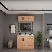 Victoria 42" Solid Wood Freestanding Bathroom Vanity in Red Oak | Better Vanity Solid Wood Floating Vanities