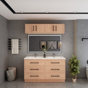 Victoria 60" Solid Wood Freestanding Bathroom Vanity in Red Oak, Double Vanity | Better Vanity Solid Wood Floating Vanities