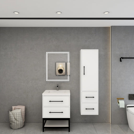 Victoria 24" Solid Wood Floating Open Shelf Bathroom Vanity in Gloss White | Better Vanity Solid Wood Floating Vanities