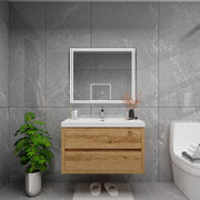 Louis 36" Solid Wood Floating Bathroom Vanity in Yellow Oak | Better Vanity Solid Wood Floating Vanities