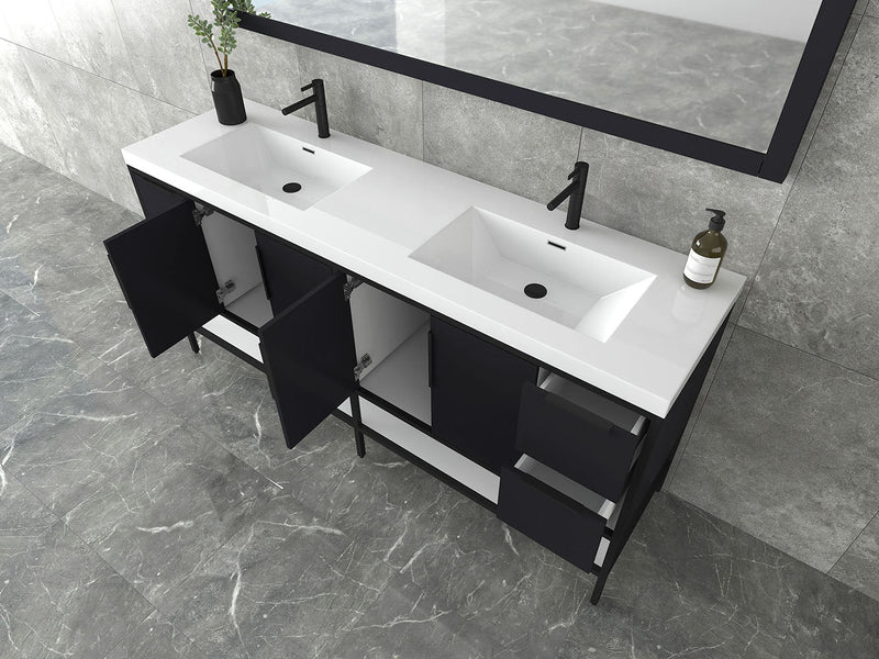 Matthew 24"-72" Glossy White Freestanding Vanity with Reinforced Acrylic Sinks (image 8)