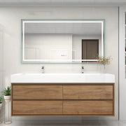 Saggia 72" Wall-Mounted Floating Bathroom Vanity with Reinforced Acrylic Double Sink in White Oak | Better Vanity Modern Luxury Bathroom Vanities