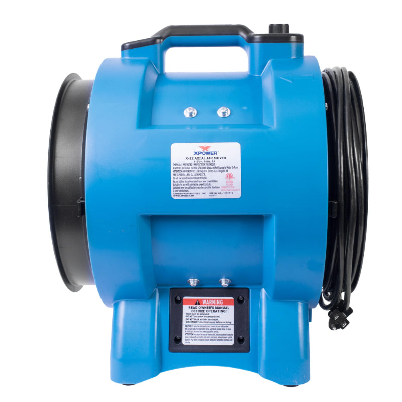 3 x 12 confined space ventilator fan left side view.