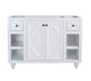 White cabinet with drawers, doors, and shelves.