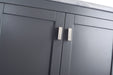 Gray cabinet doors with silver hardware.
