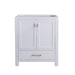 White bathroom vanity cabinet.