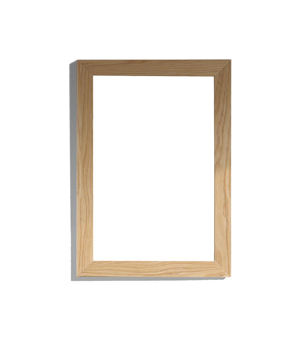 Wooden picture frame with white background.
