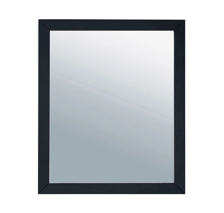 Black-framed square mirror.