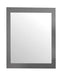 Square gray framed mirror.