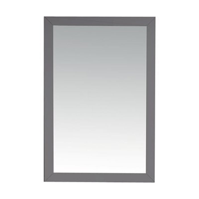 A rectangular mirror with a gray frame.
