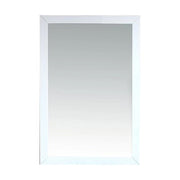 Rectangular white-framed mirror.
