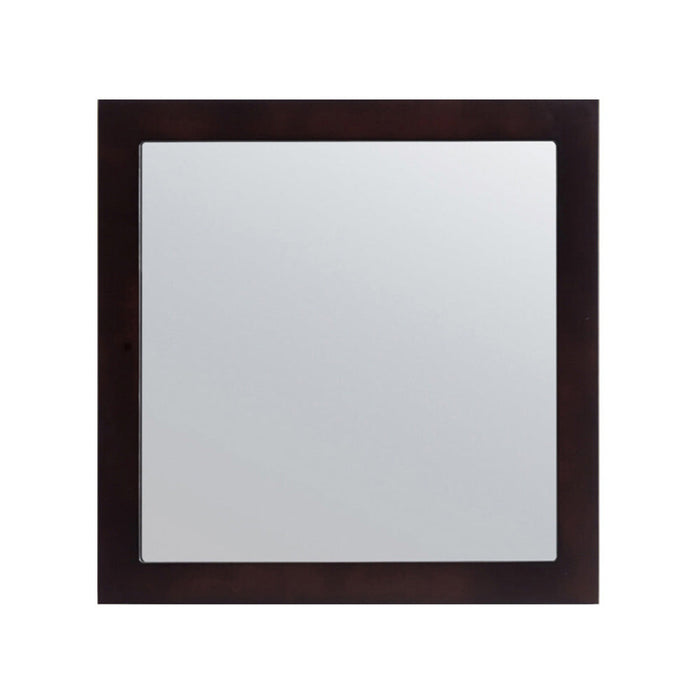 Square brown-framed mirror.