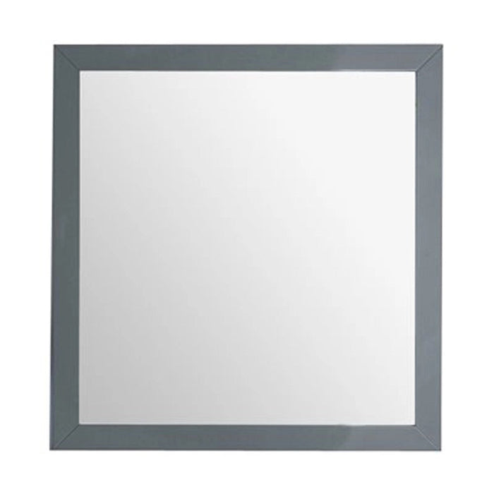 Square gray framed mirror.

