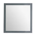 Square gray framed mirror.
