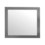 Square mirror with a gray frame.