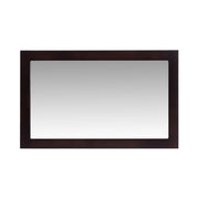 Rectangular brown-framed mirror.