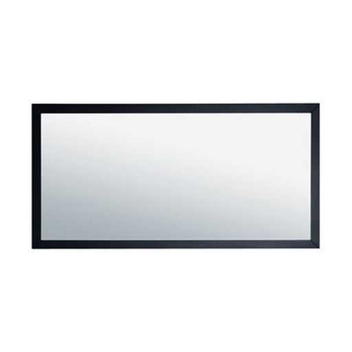 Rectangular black-framed mirror.