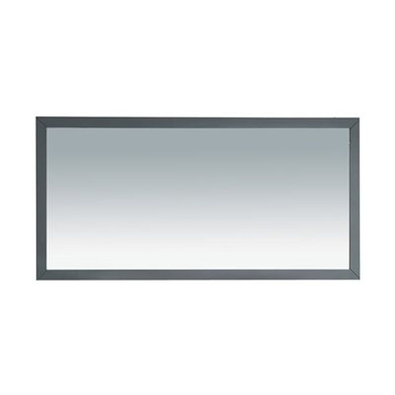 Rectangular gray-framed mirror.
