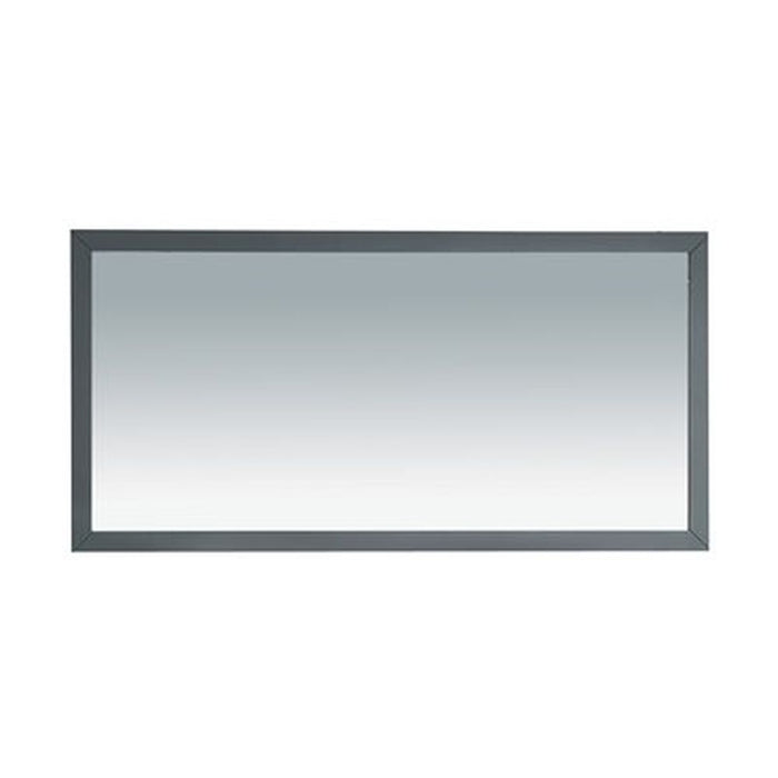 Rectangular gray-framed mirror.
