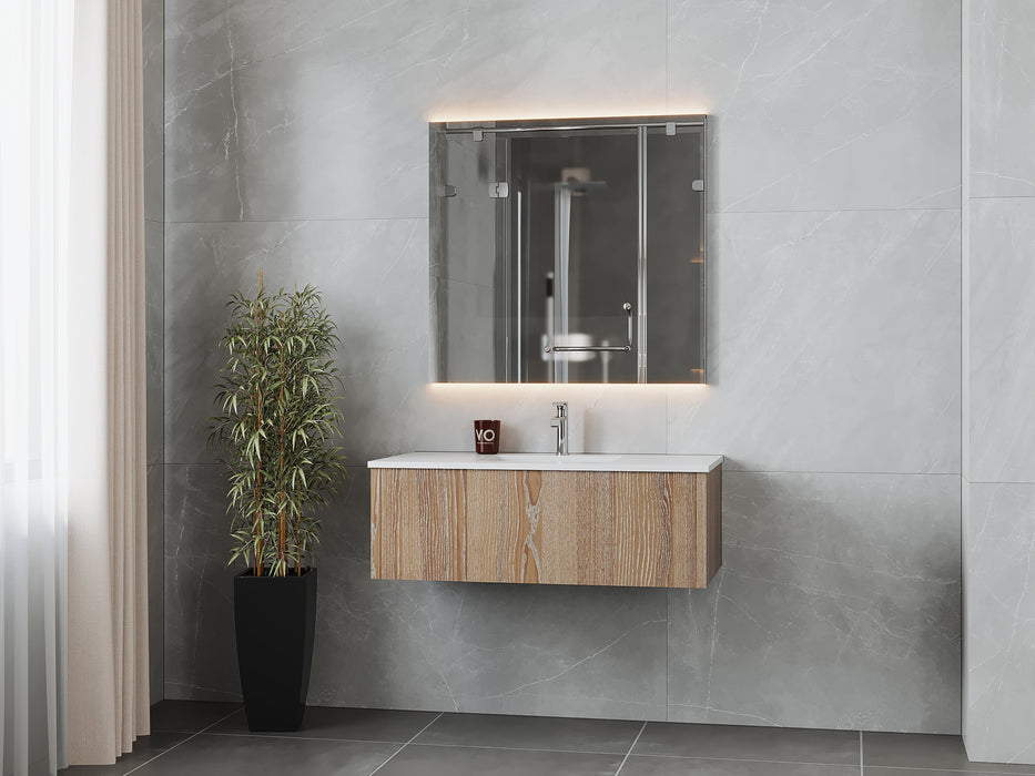 Laviva 313LGN-42WG Legno 42" Bathroom Vanity with VIVA Stone Solid Surface Countertop