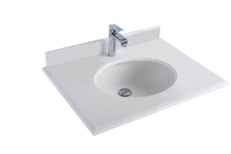 Laviva 313RD1H-30-PW Forever 30" Single Hole Phoenix Stone Countertop with Oval Ceramic Sink