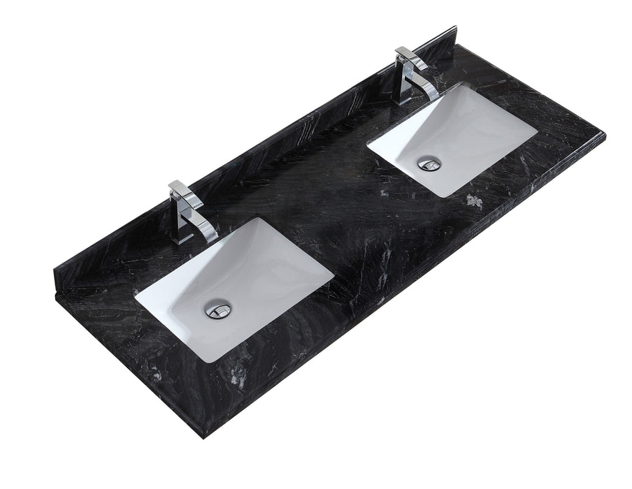 Laviva 313SQ1H-60 Forever 60" Single Hole Countertop with Double Rectangular Ceramic Sinks