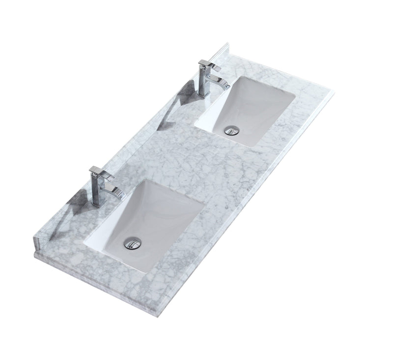 Laviva 313SQ1H-60 Forever 60" Single Hole Countertop with Double Rectangular Ceramic Sinks