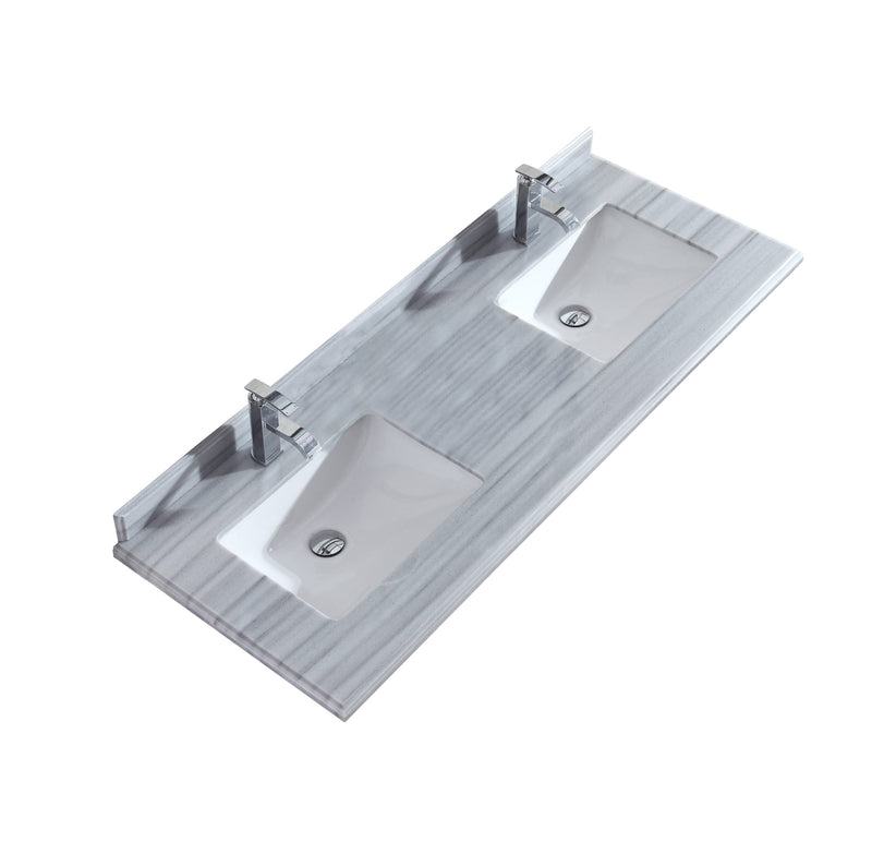 Laviva 313SQ1H-60 Forever 60" Single Hole Countertop with Double Rectangular Ceramic Sinks (image 6)