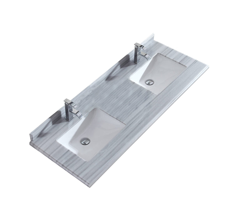 Laviva 313SQ1H-60 Forever 60" Single Hole Countertop with Double Rectangular Ceramic Sinks