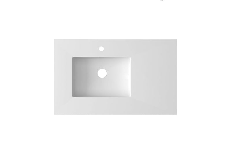 Laviva 313SQ1HSS-36L-MW Forever VIVA Stone 36" Solid Surface Countertop with Left Offset Integrated Sink