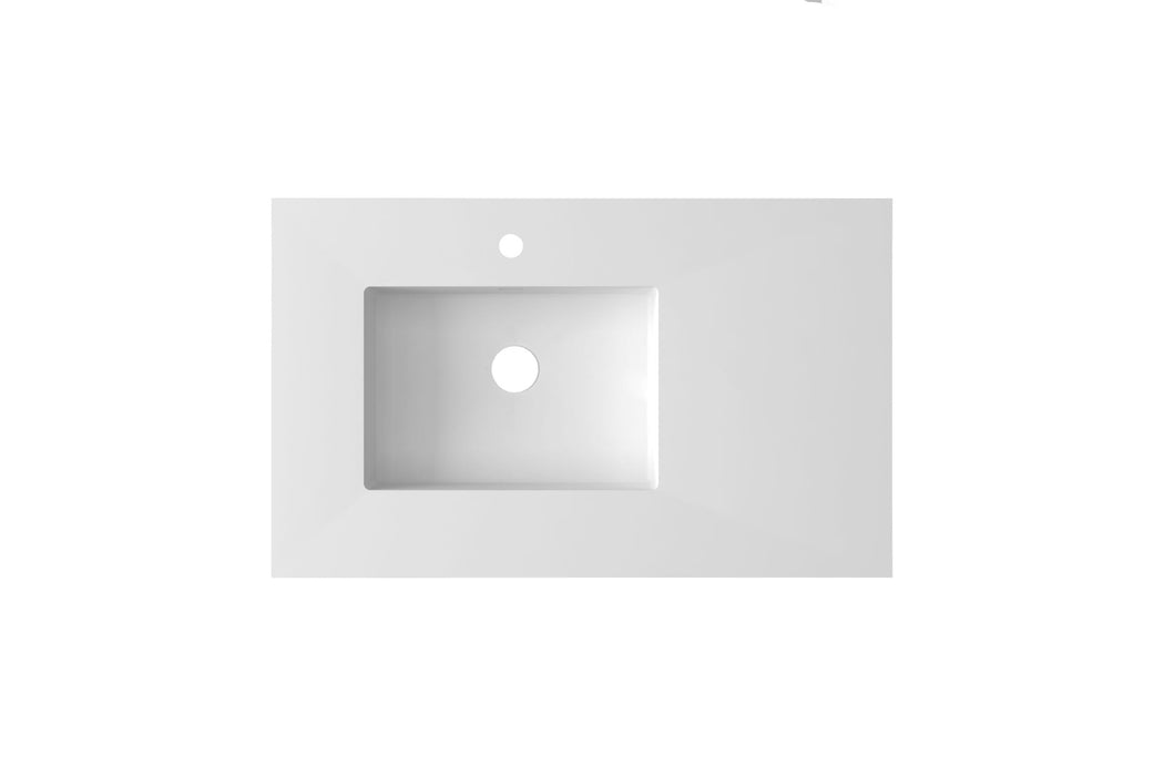 Laviva 313SQ1HSS-36L-MW Forever VIVA Stone 36" Solid Surface Countertop with Left Offset Integrated Sink