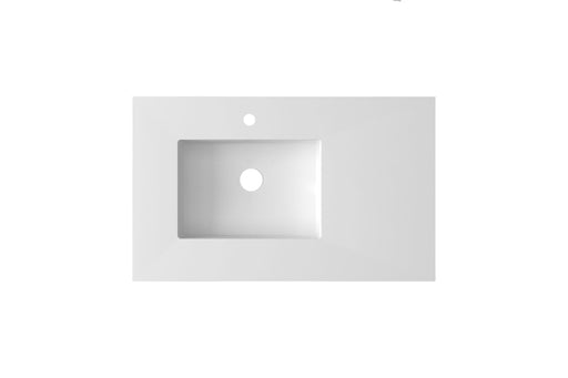 Laviva 313SQ1HSS-36L-MW Forever VIVA Stone 36" Solid Surface Countertop with Left Offset Integrated Sink