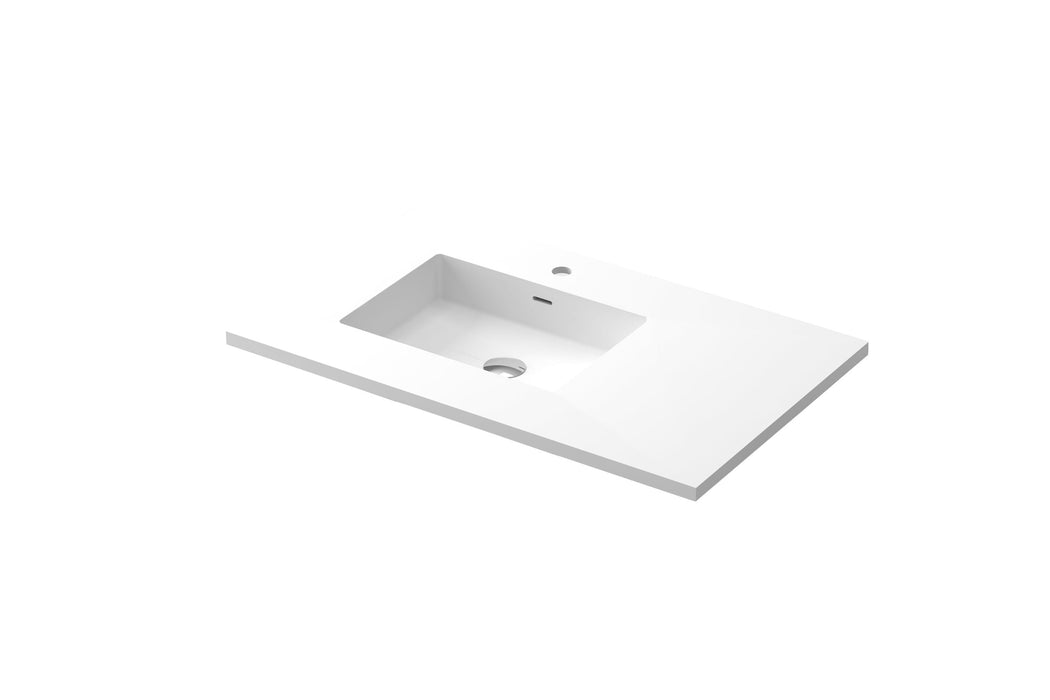 Laviva 313SQ1HSS-36L-MW Forever VIVA Stone 36" Solid Surface Countertop with Left Offset Integrated Sink
