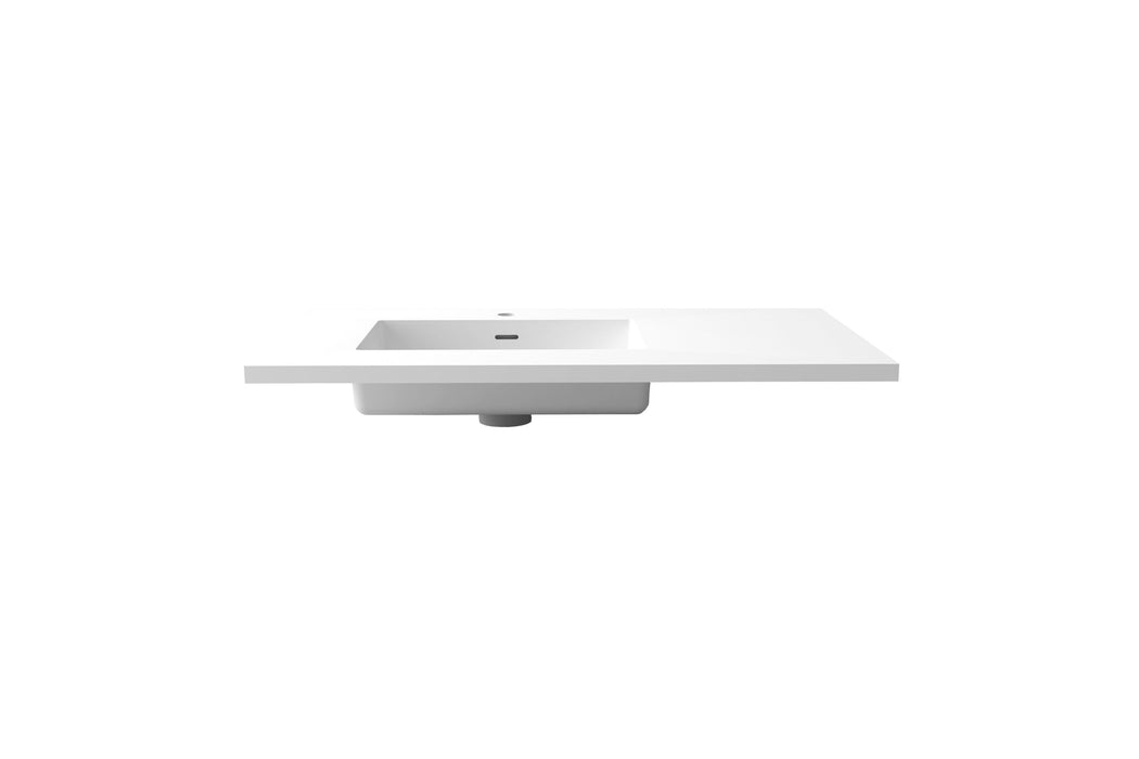 Laviva 313SQ1HSS-36L-MW Forever VIVA Stone 36" Solid Surface Countertop with Left Offset Integrated Sink