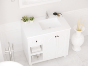 Laviva 313SQ1HSS-36R-MW Forever VIVA Stone 36" Solid Surface Countertop with Right Offset Integrated Sink (image 4)