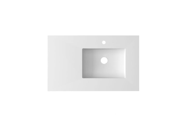Laviva 313SQ1HSS-36R-MW Forever VIVA Stone 36" Solid Surface Countertop with Right Offset Integrated Sink (image 2)