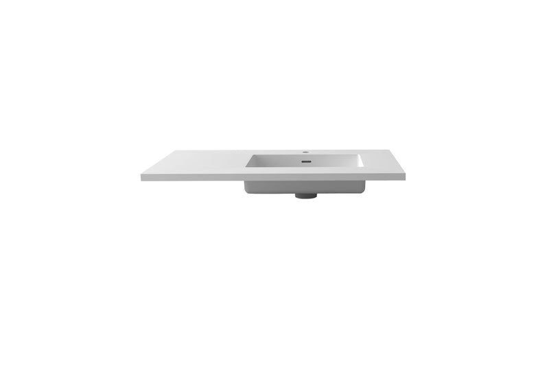 Laviva 313SQ1HSS-36R-MW Forever VIVA Stone 36" Solid Surface Countertop with Right Offset Integrated Sink (image 3)