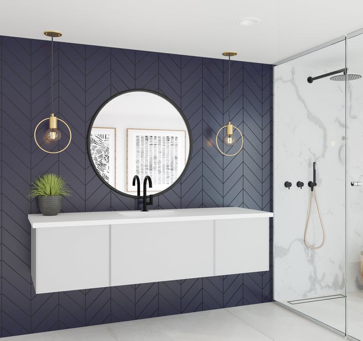 Laviva 313SQ1HSS-66 Forever VIVA Stone 66" Solid Surface Countertop with Single Integrated Sink