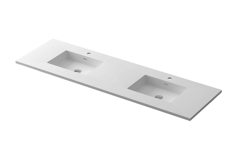 Laviva 313SQ1HSS-72D Forever VIVA Stone 72" Solid Surface Countertop with Double Integrated Sinks