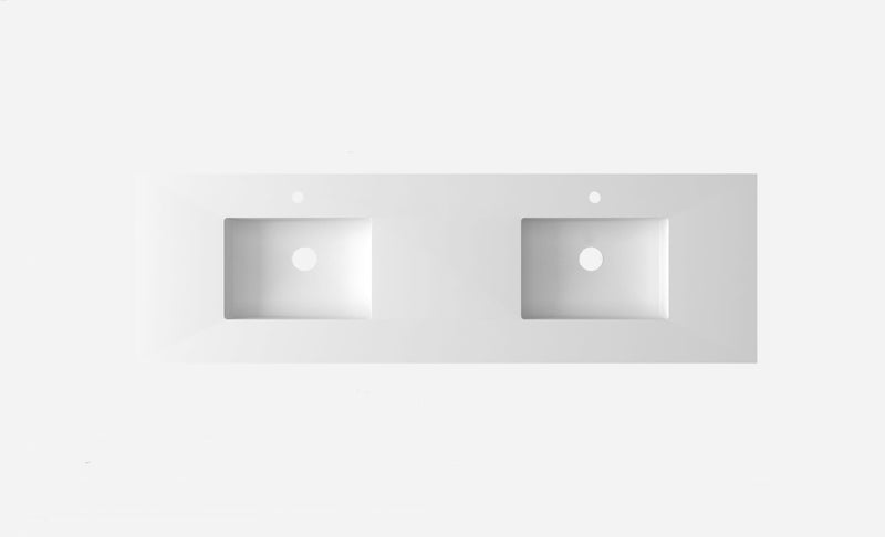 Laviva 313SQ1HSS-72D Forever VIVA Stone 72" Solid Surface Countertop with Double Integrated Sinks (image 2)