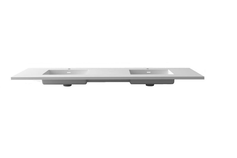 Laviva 313SQ1HSS-72D Forever VIVA Stone 72" Solid Surface Countertop with Double Integrated Sinks (image 3)