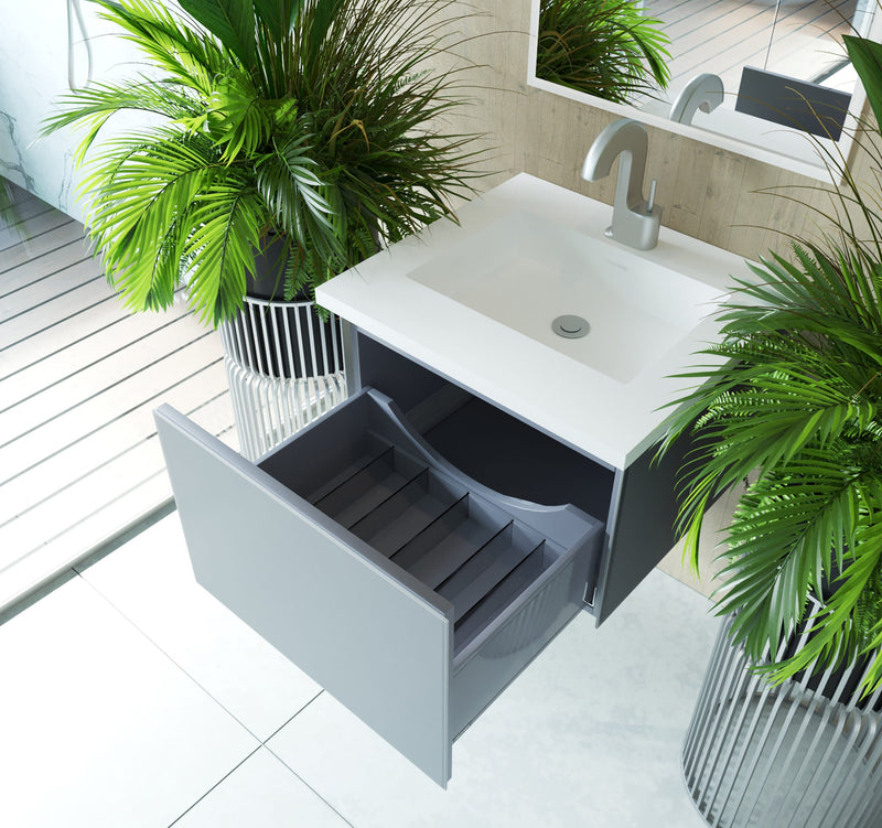 Laviva 313VTR-24FG Vitri 24" Bathroom Vanity with VIVA Stone Solid Surface Countertop (image 4)