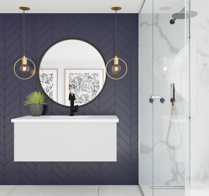 Laviva 313VTR-42CW Vitri 42" Bathroom Vanity with VIVA Stone Solid Surface Countertop (image 2)