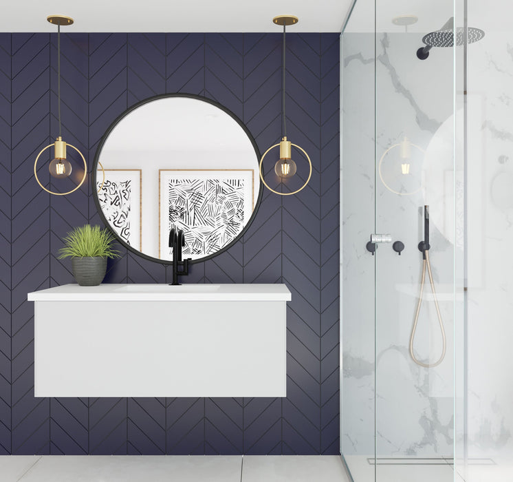 Laviva 313VTR-42CW Vitri 42" Bathroom Vanity with VIVA Stone Solid Surface Countertop